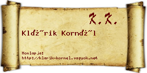 Klárik Kornél névjegykártya